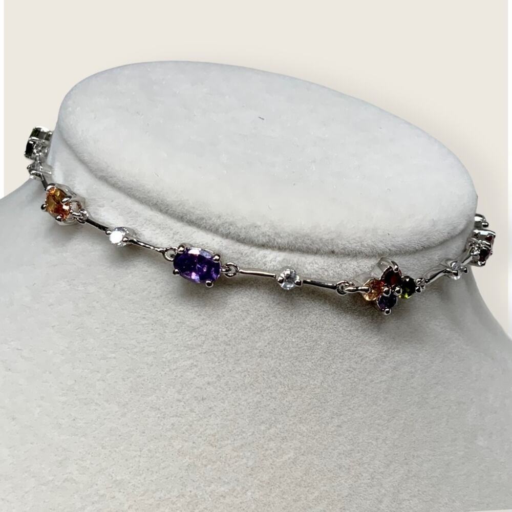 NEW | Multi-Color Stone Sterling Silver 925 C.Z Bracelet
